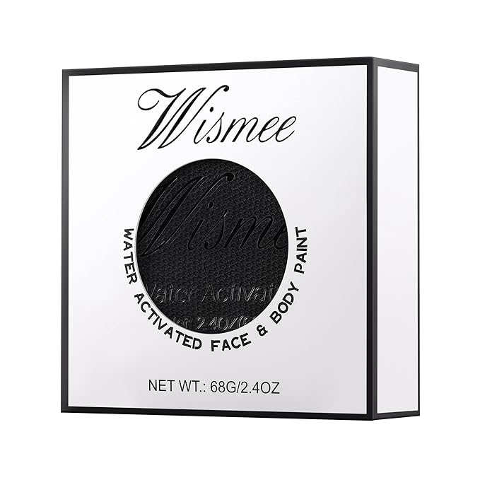 Wismee Professional Face Paint Body Paint, Water Based Body Paint Full Coverage for Adults Children Cosplay Corpse Bride SFX Costumes Festivals Makeup-Black