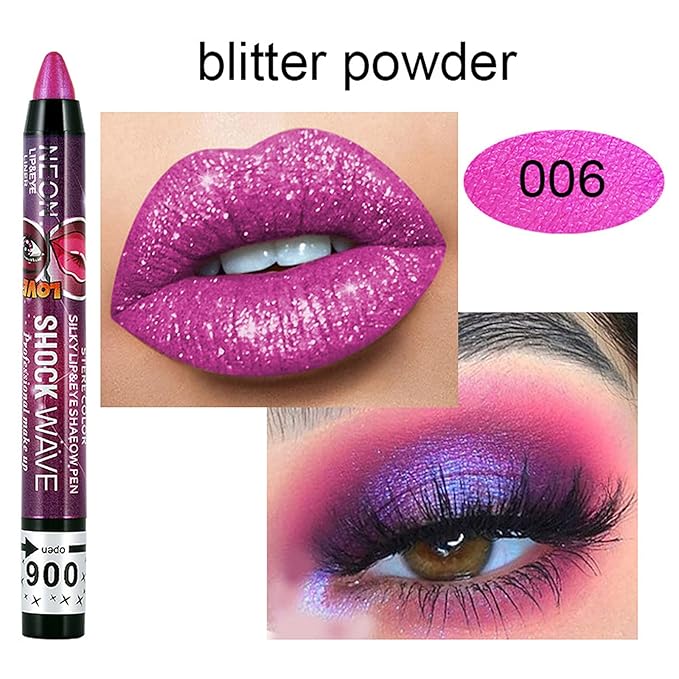 Vtrem 4 Colors Red Copper Light Brown Shimmer Glitter Eyeshadow Pen Lip Pen 2-in-1 Lying Silkworm Highlighter Eye Shadow Pen Waterproof Long Lasting Eye Shadow Set Pen Eyeliner Kit