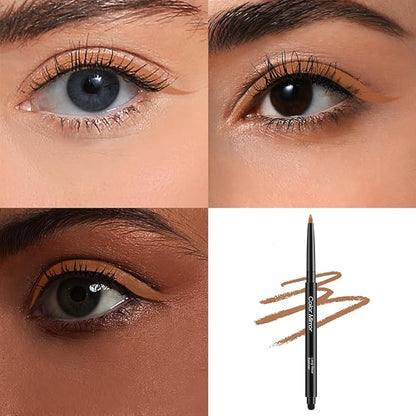 Smudge Proof Eyeliner, Waterproof Retractable Eye liner with Brush, Matte and Shimmer Eyeliner Pencil, Creamy Texture, Long lasting & Smooth(21 Hazelnut Matte)