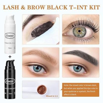 Lash Lift and Black Kit, Instant Fuller Eyelash Lift Brow Lamination Kit with Black Colors, Fast Quick Lifting and Voluminous Coloring, Achieve Salon-Quality Results