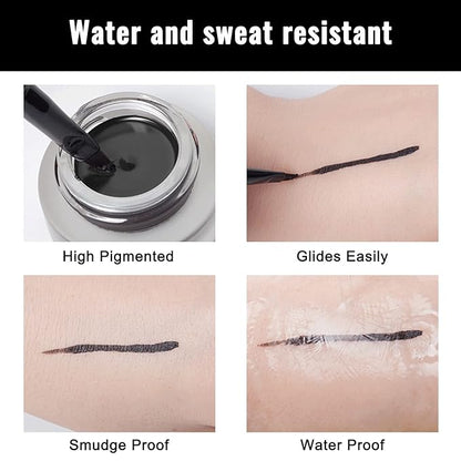 Erinde Blue Gel Cream Eyeliner - Long Lasting, Waterproof, Smudge-Proof High-Intensity Pigments with 2PCS Eyeliner Brushes 03# Blue
