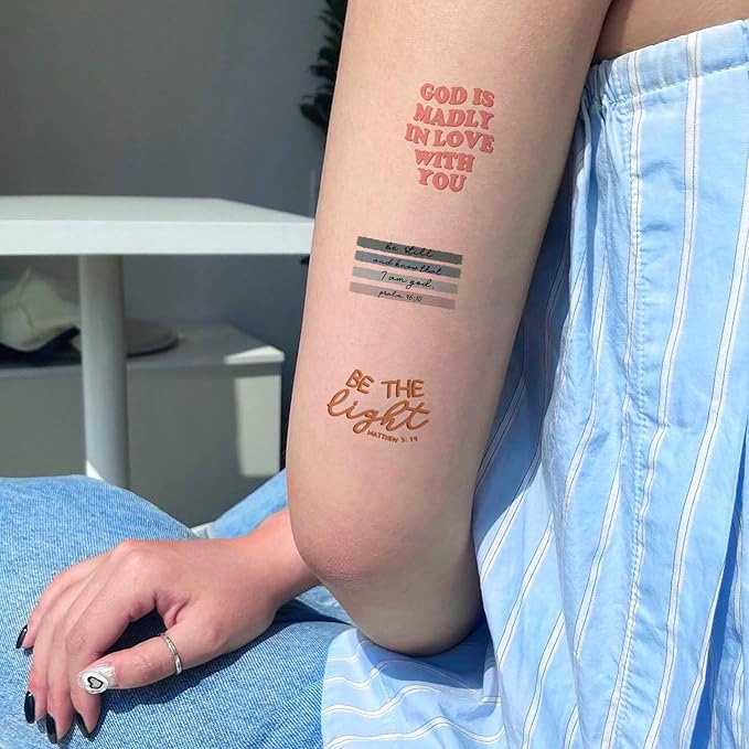 Christian Temporary Tattoos for Kids,80 Pcs Bible Verse Fake Temporary Tattoo for Adult Women Men Christian Party Favors Body Decorations Supplies,God Bless Classic Quote Tattoos for Boys Girls Q735