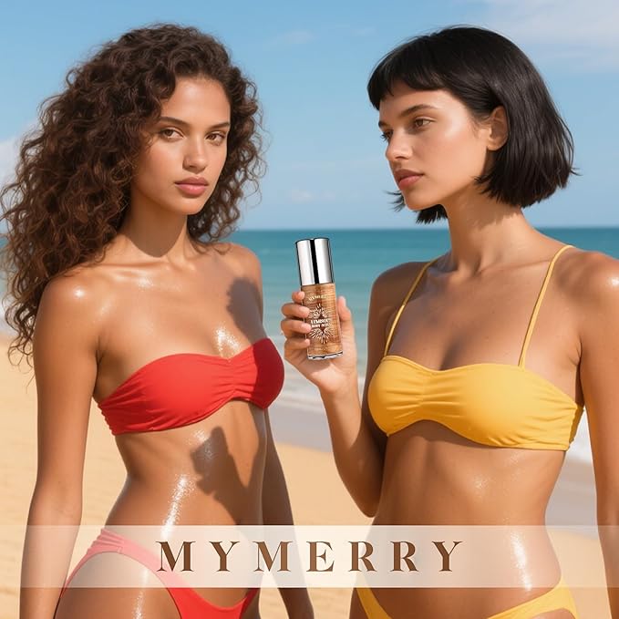 Body Shimmer Oil, Liquid Highlighter Bronzer Body Glitter Oil Long Lasting Moisturizing for Face Makeup Lotion Illuminate Serum Glow Shimmer Skin 50ml/1.7 Fl Oz（Shining White #03）
