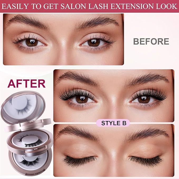 Elara Craft Magnetic Eyelashes, Magnetic Eyelashes with Applicator Natural, Soft Magnet Lashes Natural Look, Reusable Glue-free False Eyelashes Series (Nature Series(EA10+EM10))