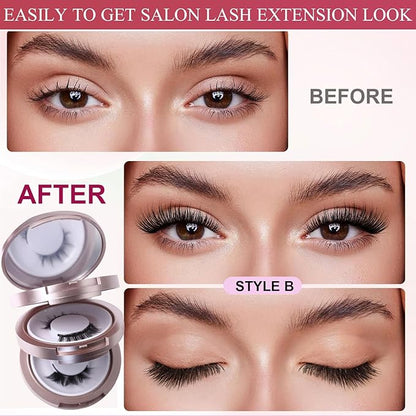 Elara Craft Magnetic Eyelashes, Magnetic Eyelashes with Applicator Natural, Soft Magnet Lashes Natural Look, Reusable Glue-free False Eyelashes Series (Nature Series(EA10+EM10))
