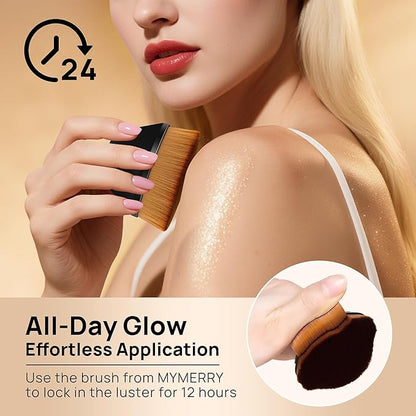 Body Shimmer Oil, Liquid Highlighter Bronzer Body Glitter Oil Long Lasting Moisturizing for Face Makeup Lotion Illuminate Serum Glow Shimmer Skin 50ml/1.7 Fl Oz（Shining White #03）