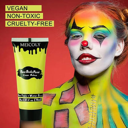 MEICOLY Ogre Green Face Body Paint,2.37OZ Large Tube Cream Water Based Body Paint,Blendable High Pigment Face Paint for Sherk Disgust Goblin Demon Halloween SFX Special Effects Cosplay Makeup