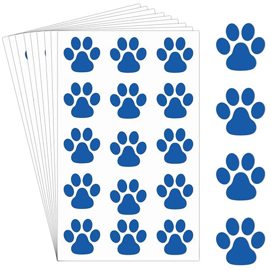 Harloon 20 Sheets 300 Pcs Paw Prints Temporary Tattoos Paws Foot Temporary Tattoo Removable Dog Stickers for Women Face Body Arm(Blue)