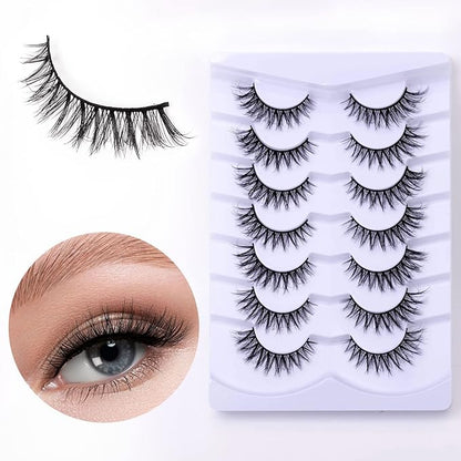 Cat Eye Natural Lashes Wispy False Eyelashes Short Fluffy Fake Lashes - 7 Pairs, ZG68