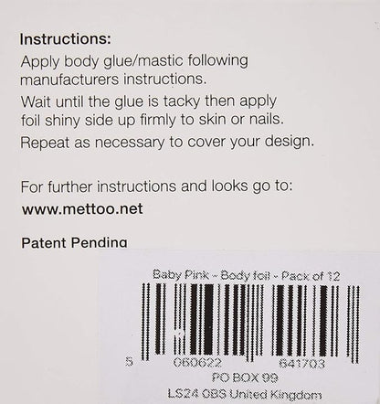 Mettoo Baby Pink Body Foil, 12 Count