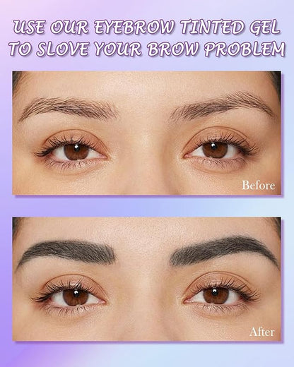 Easy Peel Off Eyebrow Gel Kit, 2 Pcs Gray Tattoo Eyebrow Gel Easy Peel Off with Brow Razor, Long-Lasting Waterproof Sweatproof Eye Brows Tinting Kit for Women, Tinted Brow Glue for All Skin Types-04#