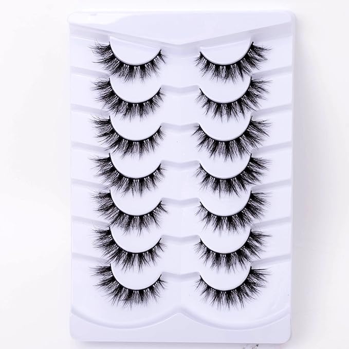 Cat Eye Natural Lashes Wispy False Eyelashes Short Fluffy Fake Lashes- 7 Pairs, ZG86