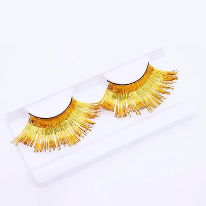 Halloween lashes Gold eyelashes glitter eyelashes golden cosplay eyelashes yellow False Eyelashes Extension for Women Girls P14