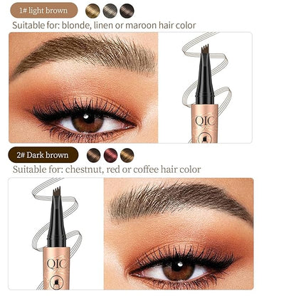 2024 New Magic Eyebrow Pencil, New 3D Waterproof Microblading Eyebrow Pencil Contouring Pen, 4-Tipped Precise Brow Pen, Long-Lasting Natural Fine Stroke Eyebrow Pen (b-black)