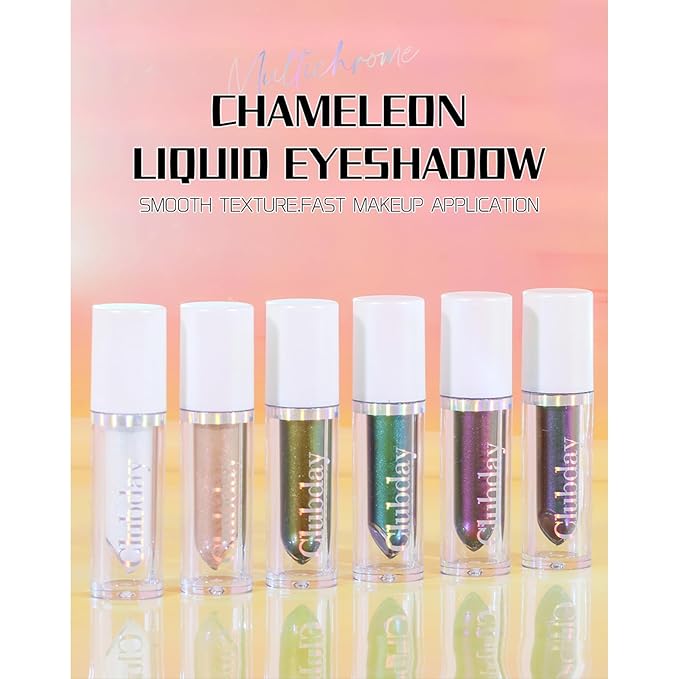 Liquid Glitter Eyeshadow, Metallic Glitter Shimmer Eye Looks Waterproof Long Lasting Quick-Drying Sparkling Eye Shadow Makeup Chameleon 02#