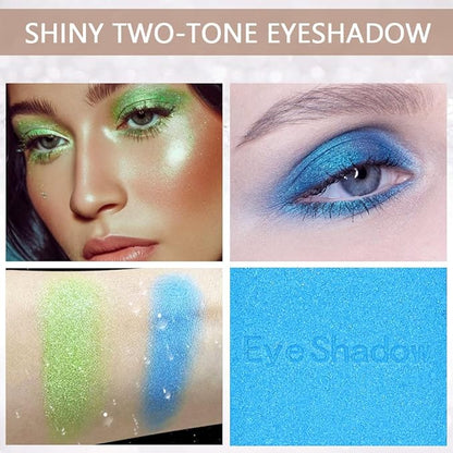 Double color eye shadow, Eyeshadows Creamy, high pigment eye makeup palette, matte shimmer metal eye shadow powder, Blendable, Ultra-Pigmented, Easy to Apply, Matte & Shimmer, (04)