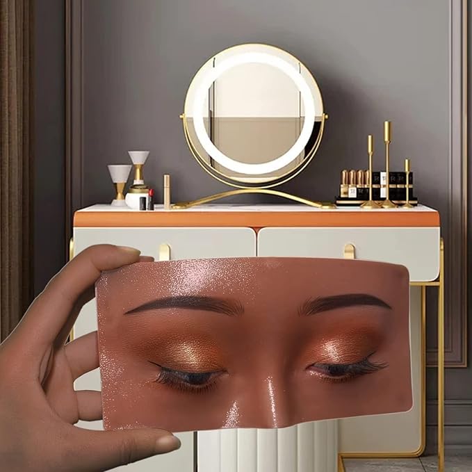 muzlee Face Eyes Makeup Practice Board 3D Realistic Face Skin Board Practice Model for Eyeshadow Eyeliner Eyebrow Lash Mapping