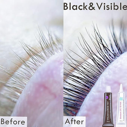 Black Lash T-i-n-t Kit, Keratin Black Eyelash D-y-e and Eyebrow T-i n t, 6 Week Voluminous Brow T-int, T-inting Look For Lash Perm/Lift/Lamination Treatment (Black)