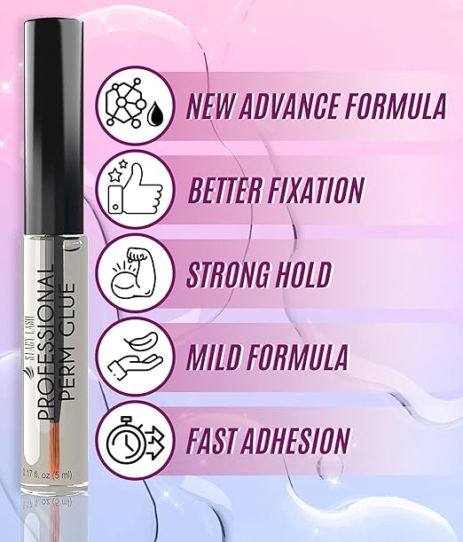 Stacy Lash Professional Perm Glue / 0.17 fl.oz./ 5 ml/Transparent Lash Adhesive/Water-Soluble Eyelash Lifting Glue/Supplies for Professional & Home Use