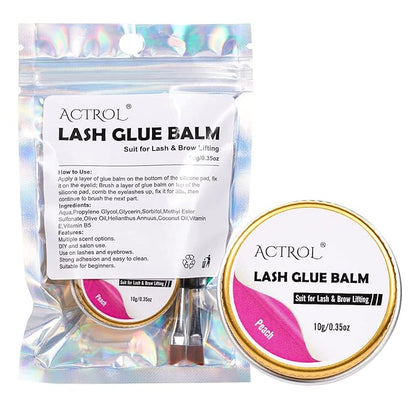 Lash Lift Glue Balm Eyelash Lifting Perm Peach Strong Hold Lash&Brow Perm Glue Balm Brow Adhesive Powerful Sticky Brow Lamination 0.35Oz/10G