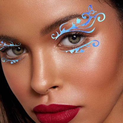 Uranian Holographic Eyeliner Stickers Temporary Self-adhesive Eyeshadow Sticker for Women Girls Spider Web Stars Eyelid Tape Wing Eye Makeup Stickers for Halloween Carnival Club Festival Party (Set 1)