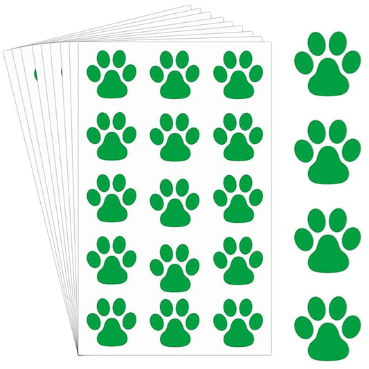 Harloon 20 Sheets 300 Pcs Paw Prints Temporary Tattoos Paws Foot Temporary Tattoo Removable Dog Stickers for Women Face Body Arm(Green)
