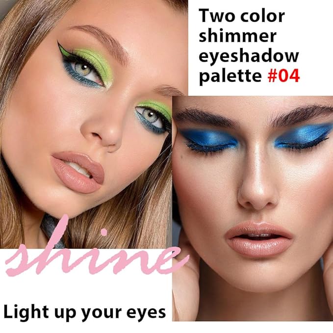 Double color eye shadow, Eyeshadows Creamy, high pigment eye makeup palette, matte shimmer metal eye shadow powder, Blendable, Ultra-Pigmented, Easy to Apply, Matte & Shimmer, (04)
