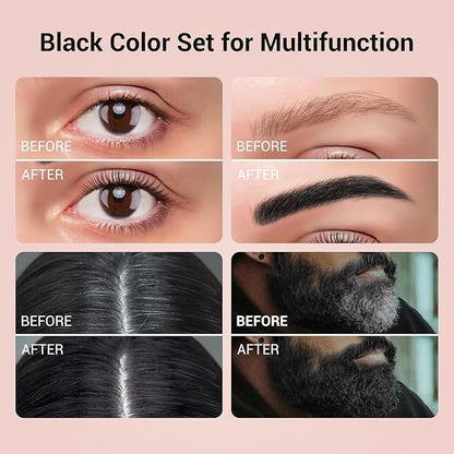 Eyebrow & Eyelash Color Kit, Professional Lash & Brow Color Kit, Instant Eyebrow Coloring Set with Natural Bushy Black Effects, Long-lasting, Easy to Use, 7ml, Black