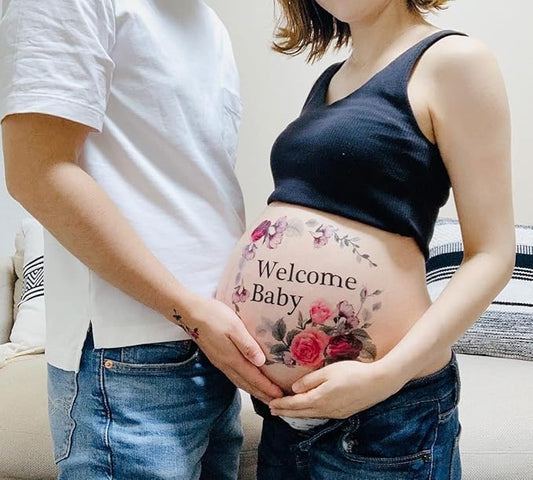 tuzuru Pregnancy Belly Stickers Tattoo Stickers body paint sticker Cute Pregnancy Baby Bump Belly Stickers for Baby Shower Maternity Gifts (W)