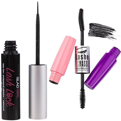GladGirl Lash Lock Latex-Free Lash Glue and Lashe EnMasse Mascara for DIY False Lashes
