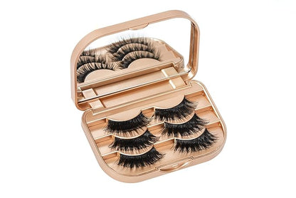 Champion Gold Eyelash Storage Case Organizer With Makeup Mirror Frame Box, Magnetic Lash Packaging Travel Bag