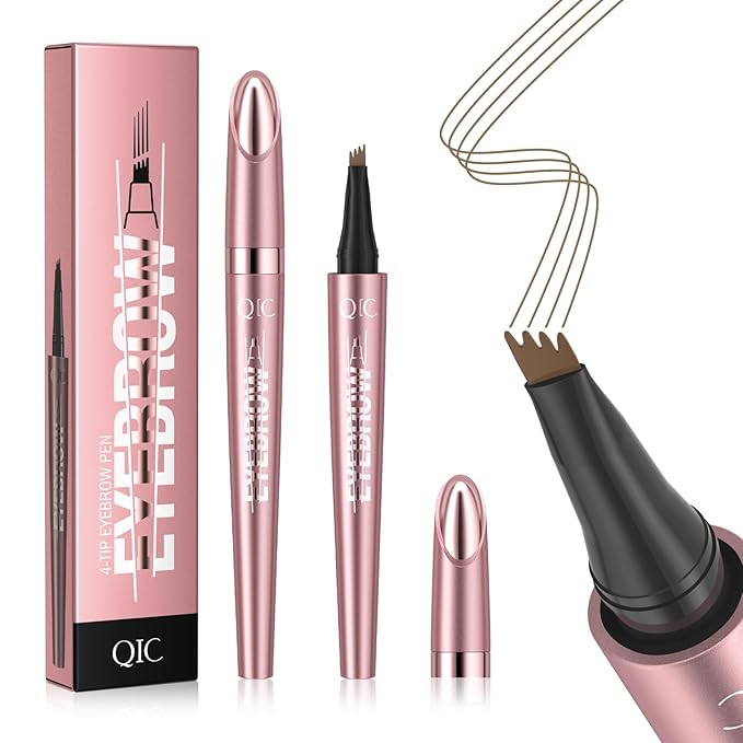 QIC 3D Waterproof Microblading Eyebrow Tattoo Pencil 4 Fork Tip,Microblading Eyebrow Pen Magic Eyebrow Pencil Microblade Eyebrow Pencil with Micro-Fork Tip (Light Brown)