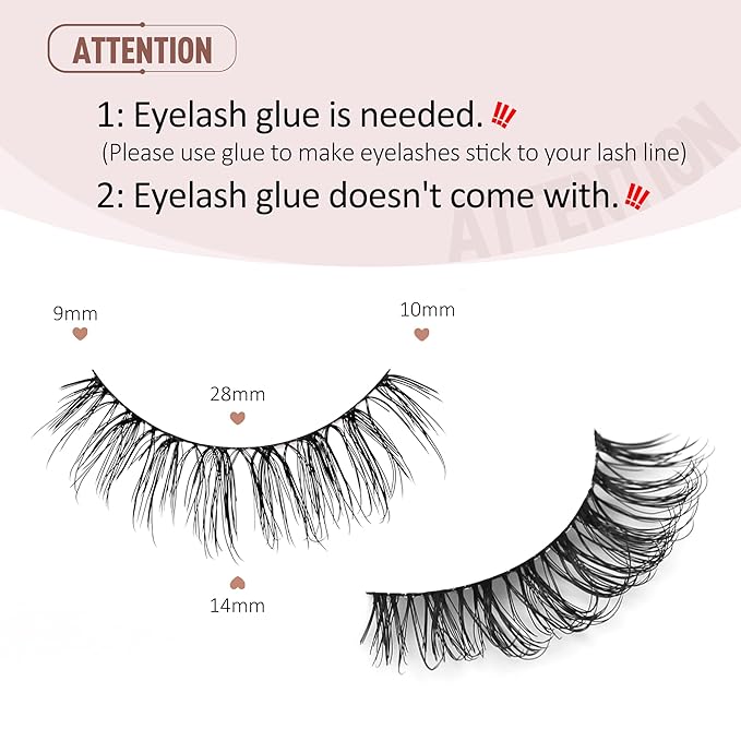 Onlyall Natural Lashes Wispy Lashes Natural Look False Eyelashes Natural Flared Eyelashes False Eye Lashes Soft Fluffy Lashes 7 Pairs T01