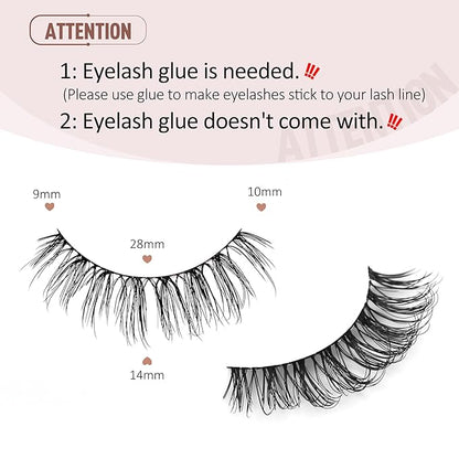 Onlyall Natural Lashes Wispy Lashes Natural Look False Eyelashes Natural Flared Eyelashes False Eye Lashes Soft Fluffy Lashes 7 Pairs T01