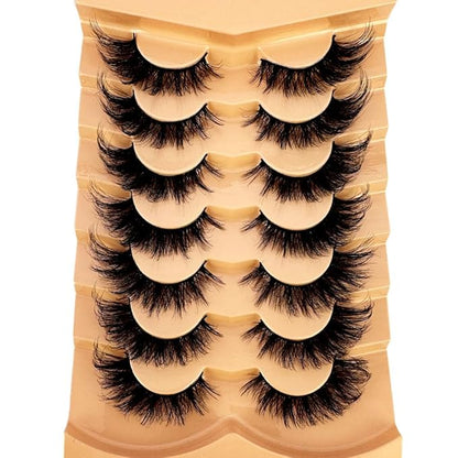 HBZGTLAD NEW 7pairs Cat eye Eyelashes 3D Natural False Lashes 5d Fluffy Soft Cross Manga Lashes Wispy Natural Eyelash Extension Makeup (K)