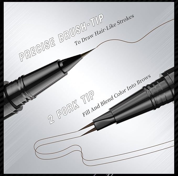 Eyebrow Pencil Brow Pen - 2-Pack 2-IN-1 Dual-Ended Eye Brow Pencils 2-Fork-Tip Microblading Eyebrow Pen for Women Waterproof Eyebrow Pen with Brow Brushes Light Brown ＆ Brown