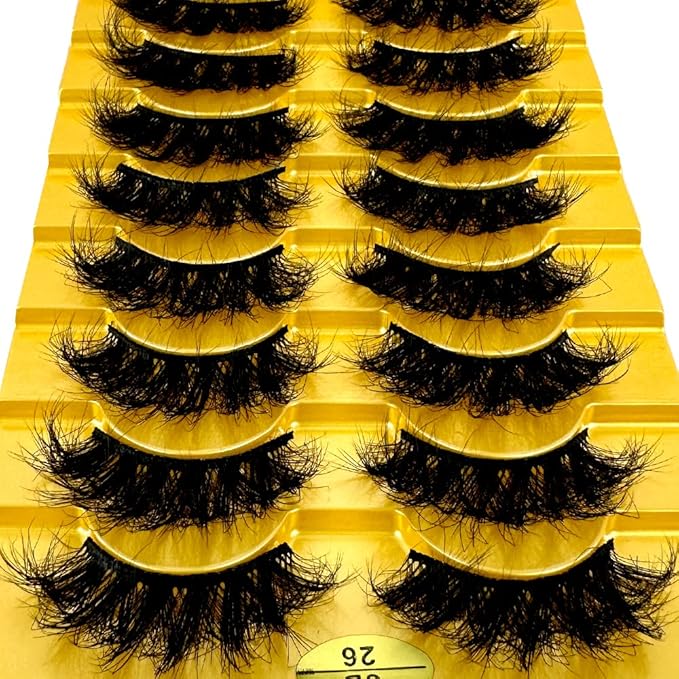 HBZGTLAD Soft Mink Eyelashes 3D Curl Winged End Eye Elongated Fake Lashes Thick Handmade Natural False Eyelash Messy Cross Lash Wholesale (6D26)