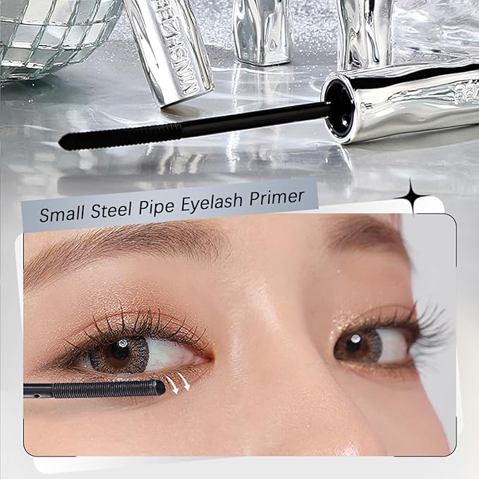2025 Upgraded Waterproof Metal Wand Mascara，Black Washable Metal Mascara Wand，Steel Tube Mascara Primer，Super Voluming Lash Extensions，Long Lasting Smudge-Proof No Flaking-1pc