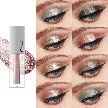 O'CHEAL Shining Liquid Metallic Eyeshadow, Quick-Drying, Long-Lasting, One-Swipe Pigmented Coverage,High Pigment Colored Metallic Eyeshadow Stick Eyeliner 02#