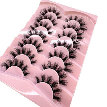 HBZGTLAD New 7 Pairs False Eyelashes Wispy Lashes Natural Look Fake Eyelashes Cat Eye Lashes Faux Mink Fluffy Strip False Lashes Pack (G64)