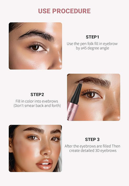 Eyebrow Pencil, Microblade Eyebrow Pen, 4-tip Microblading Eyebrow Pen, Waterproof Eye Brow Pencils for Women, Eye Makeup, Long-Lasting Micro 4-point Brow Pen (Dark Brown)
