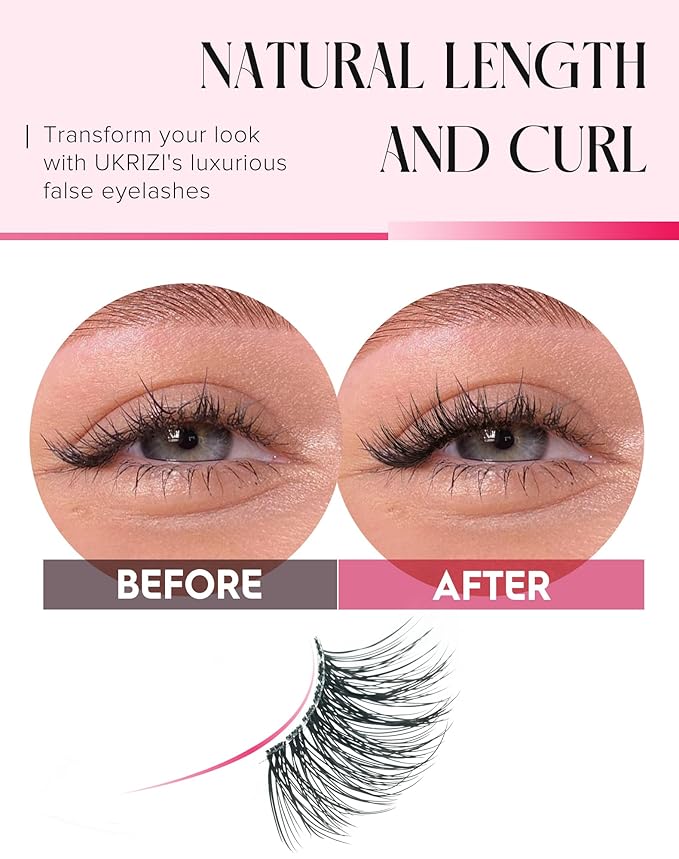 Wispy Half Lashes - Natural Corner Lashes 3/4 False Eyelashes Clear Band W08
