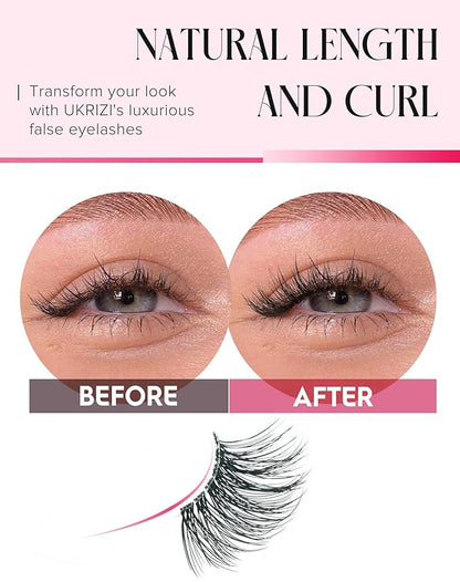 Wispy Half Lashes - Natural Corner Lashes 3/4 False Eyelashes Clear Band W08