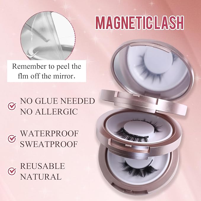 Elara Craft Magnetic Eyelashes, Magnetic Eyelashes with Applicator Natural, Soft Magnet Lashes Natural Look, Reusable Glue-free False Eyelashes Series (Nature Series(EA10+EM10))