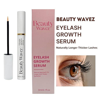 Beauty Wavez Natural Eyelash Growth Serum - Lash Growth Serum with Advanced Formula to Boost Longer Fuller, Thicker Looking Eyelashes and Eyebrows - Vegan & Cruelty-Free Eyebrow Growth Serum, 30ML