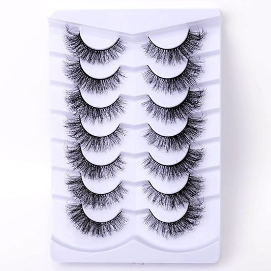 Natural False Eyelashes Fluffy Wispy 3D Faux Mink Lashes Pack Fake Lashes Strip - 7 Pairs, Z06