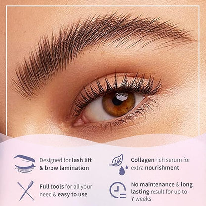 Libeauty Eyelash Lift Kit and Brow Lamination Kit 2 in 1, Lash Perm Lotion Sachet Disposable Quick Curling Perming Use at Home or Salon Lash Lifting System - Updated Version