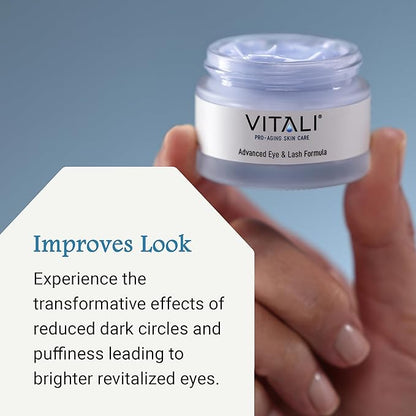 Vitali Advanced Eye & Lash Formula: Premium Age Reducing Copper Peptide Skincare for Longer Lashes and Fuller Eyebrows, Reduces Dark Circles and Puffy Eyes - 2 oz.