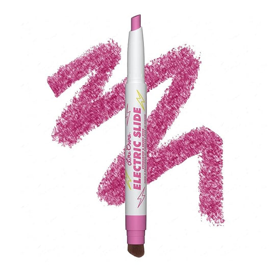Lime Crime Electric Slide Eyeshadow & Brush Stick, DUH (Metallic Magenta) - Lightweight 2-in-1 Eyeshadow Smudge Stick with Angled Brush for Long Lasting Bold Color - Vegan