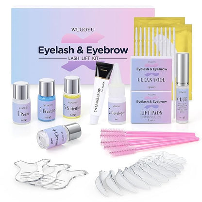 Lash Lift Kit, Black Eyebrow Lamination Kit, Professional Curling Eyelash Perm Kit, Voluminous Make Lash Lifted 4-6 Weeks DIY at Home Achieve Salon-Quality